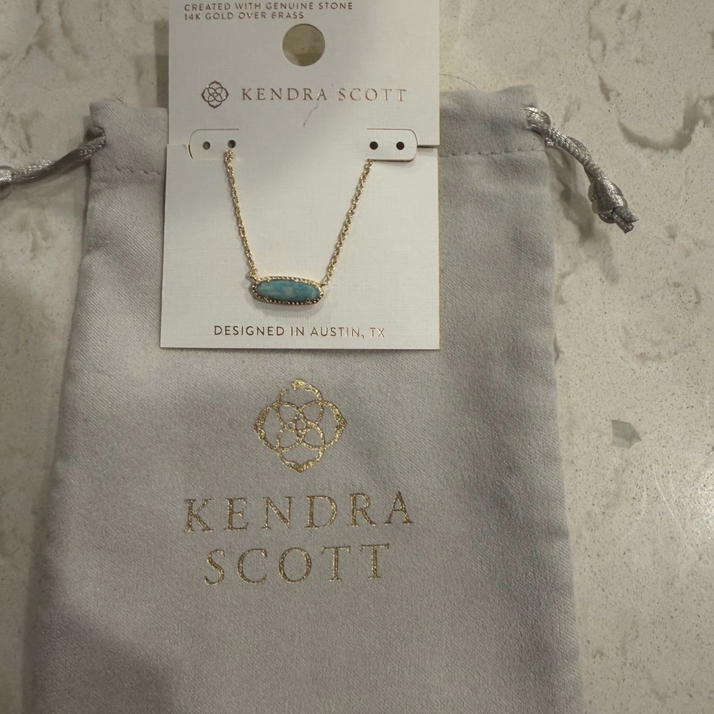 Kendra Scott Gold Necklace with Teal Stone